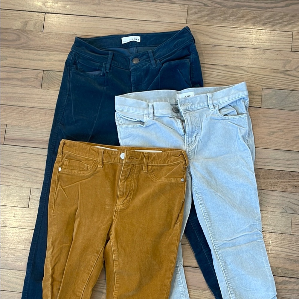 LOFT Corduroy Pants Set - Navy, Light Blue/Gray, Tan/Yellow